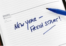 "New Year - Fresh Start!" Written in a Planner on January 1st