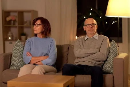 A couple who seem to be having a lovers’ quarrel.